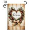 Fall Welcome Garden Flag 30.48cm X 45.72cm, Thanksgiving Bow Rustic Fall Decor, Buffalo Plaid Lace Edge Polyester Double Sided Outdoor House Yard Sign