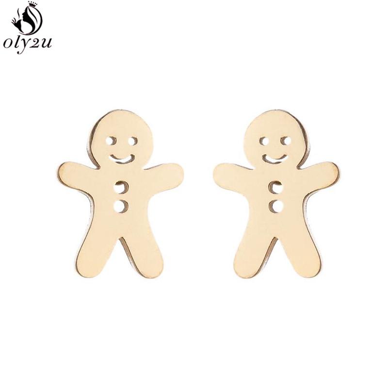 Funny Stainless Steel Gingerbread Man Earring Cartoon Ghost Ear Jewelry Girls Delicate Mermaid Fairy Earrings Gifts Accessories