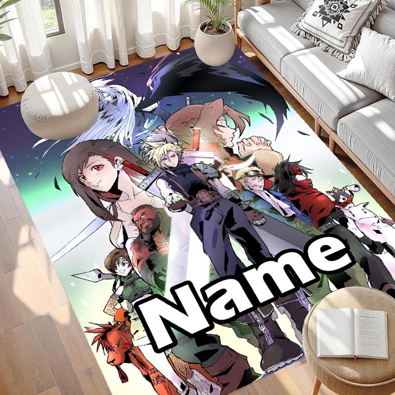 Benutzerdefinierter Name Personalisierter Final Fantasy Druck Teppich, Vielseitiger Heimdekor Teppich, für Spielzimmer, Wohnung, Balkon, Eingangsbereich, Flur Geschenk