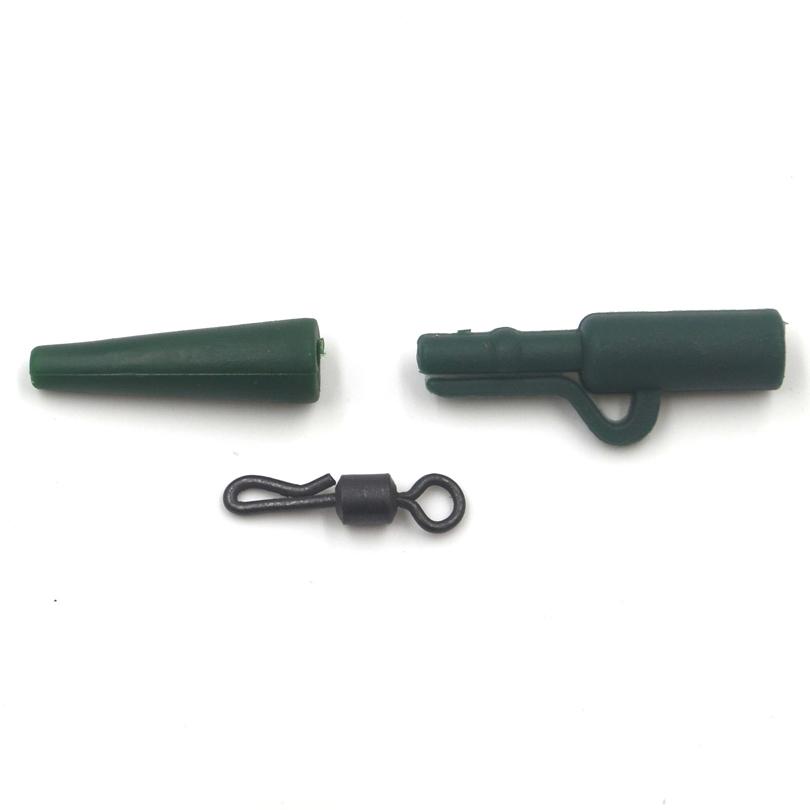 MNFT 100 Sets/Bag Carp Fishing Soft Rubbers Tail Tube Rubber Tubes Safety Lead Clips Quick Change Snap Q-Shaped Rolling Swivel