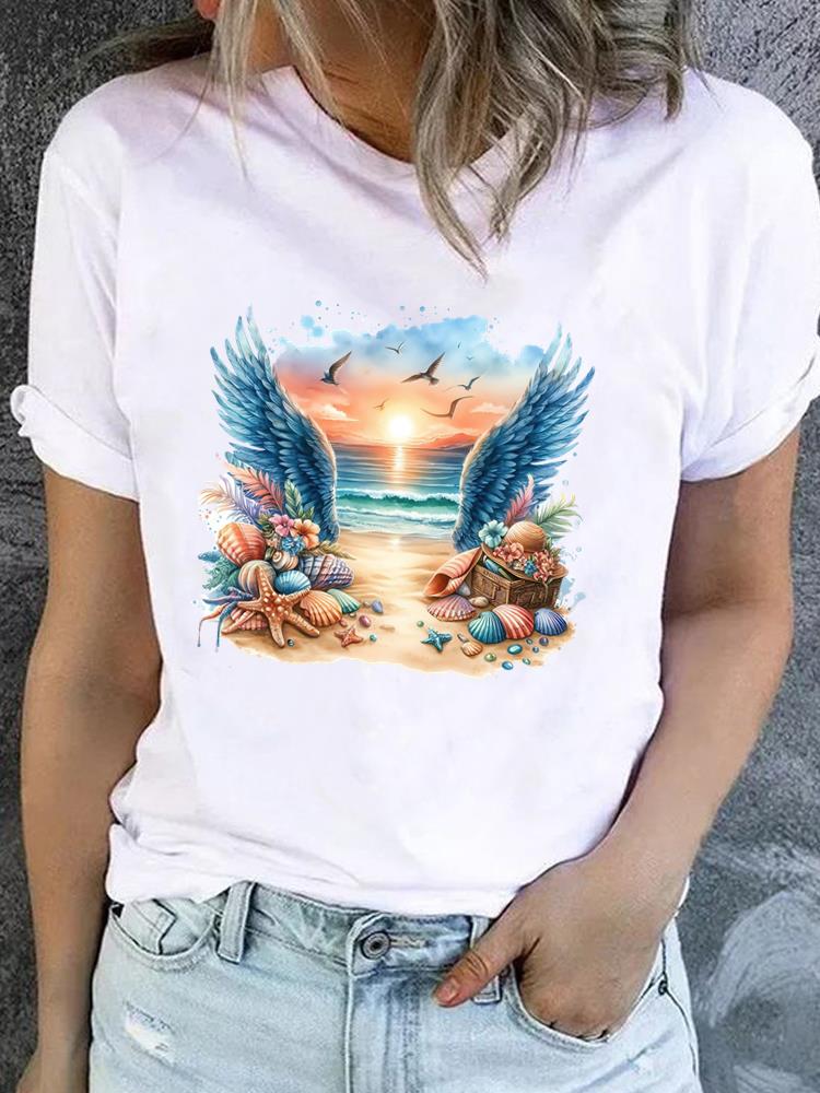 

(Азиатский размер) цветочный тренд милый Женская Мода Принт Повседневная Футболка Футболка Топ Леди Женский Графический С Коротким Рукавом Футболки Одежда S