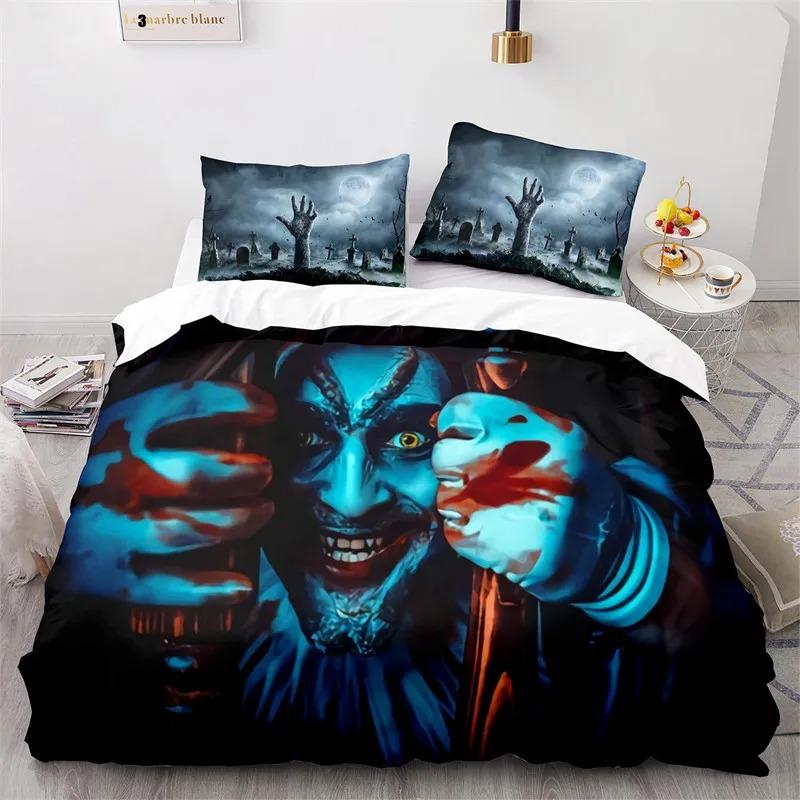Horror Theme Spooky Bedding Set Boys Girls Twin Queen Size Duvet Cover Pillowcase Bed Kids Adult Home Textileextile