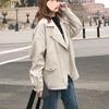 Women's Thick PU Leather Motorcycle Jacket - Spring/Summer, Korean BF Style, Loose Fit, College Short Outerwear