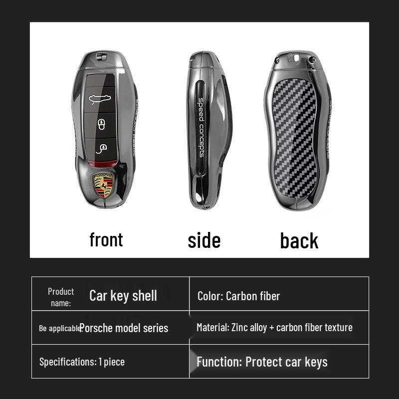 Compatible Key Case Shell for Porsche Cayenne, Panamera, Taycan, 911, Macan, 718