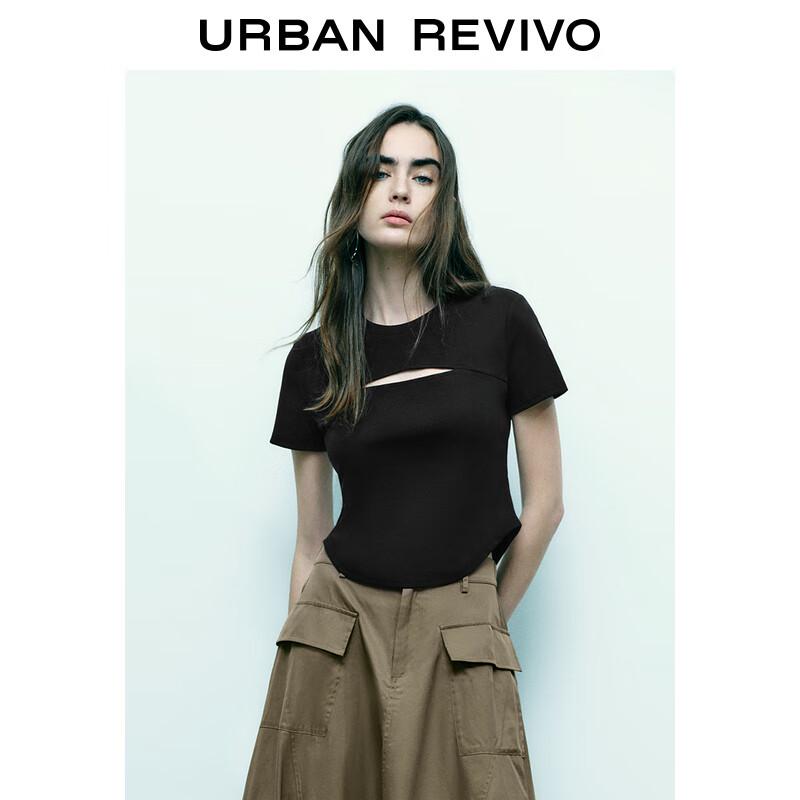 UR 2025 Spring Women's Hollow-Out Short Sleeve T-Shirt