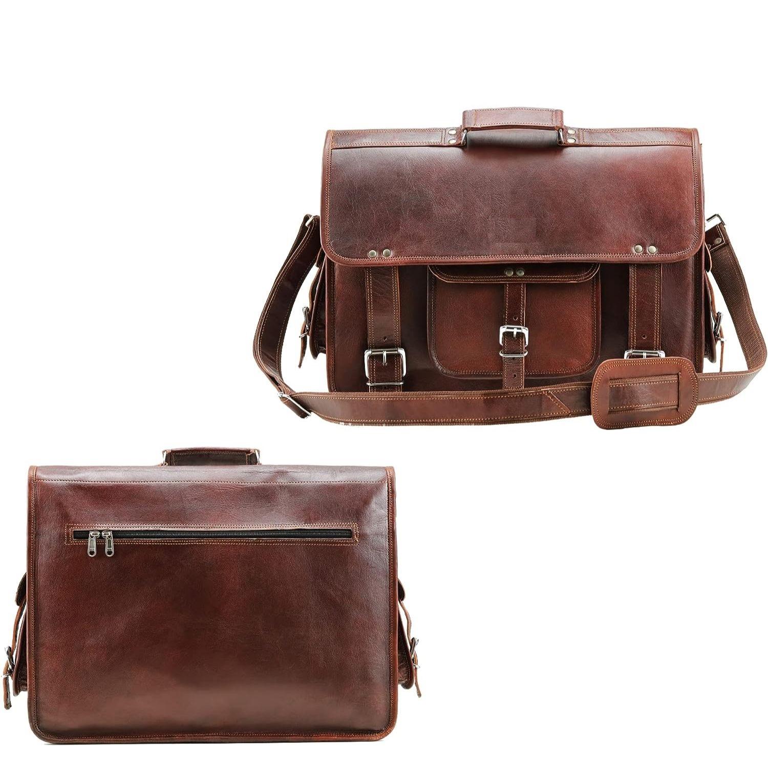 

Кожаные сумки-мессенджеры ручной работы для мужчин и женщин, портфель, сумка для ноутбука, сумка для компьютера 15 x 11 x 4 in коричневый