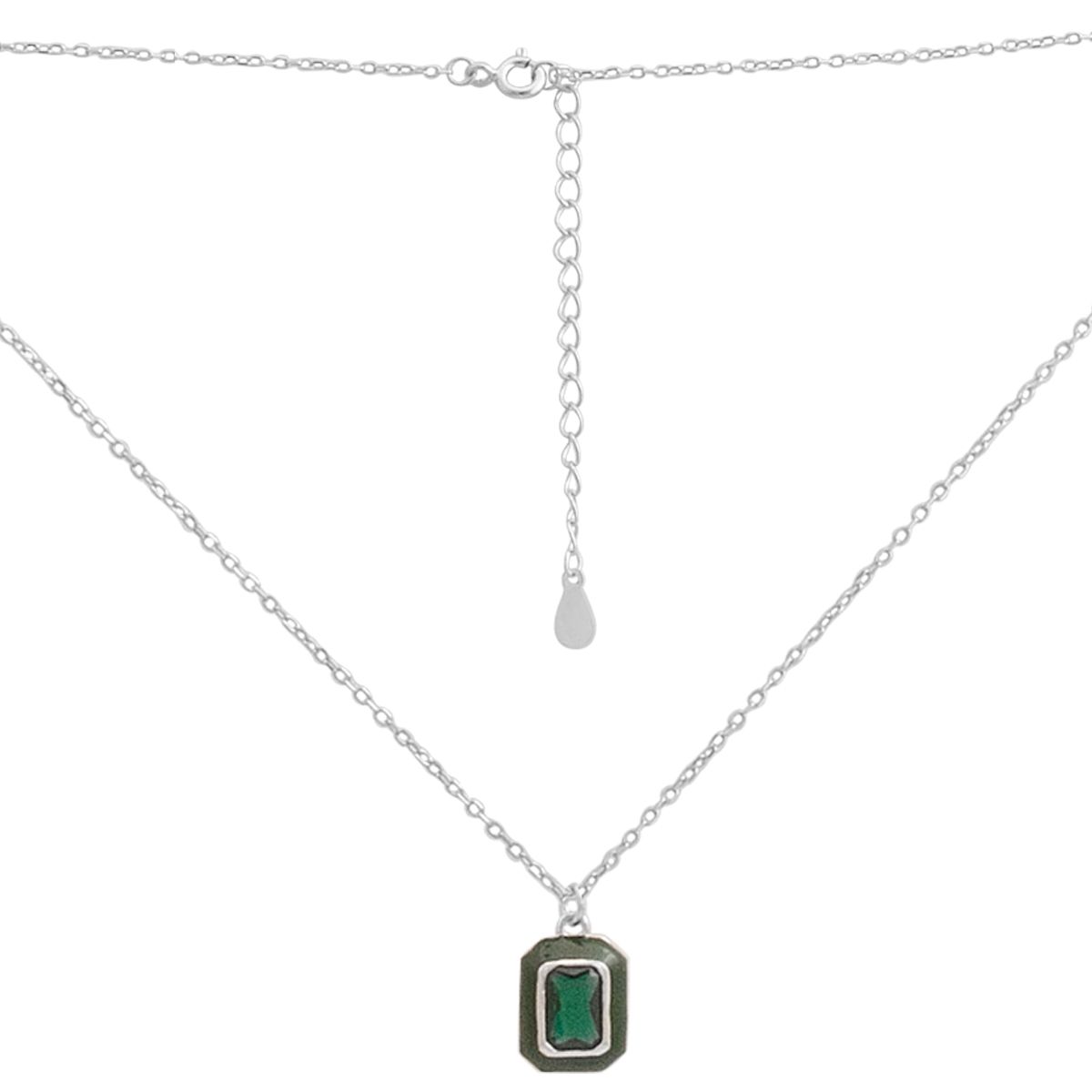 

Срібне кольє з фіанітами, емаллю, вага виробу 2,1 гр (60002240) 40-45cm білий