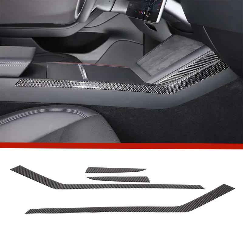 For Tesla Model 3 2023-2025 Soft Carbon Fiber Car Central Control Side Panel Trim Decorative Stickers Car Interior Accessories