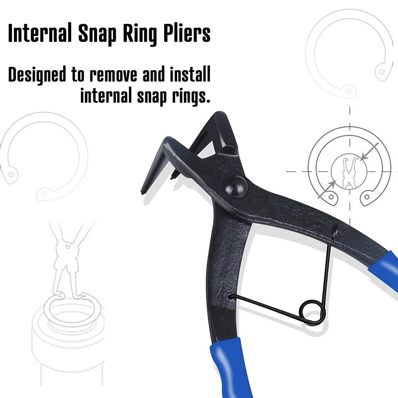 90 Degrees Bending Pliers Snap-Ring Pliers Heavy-duty Cylinder Internal Ring Remover for Motorcycles Cars Trucks