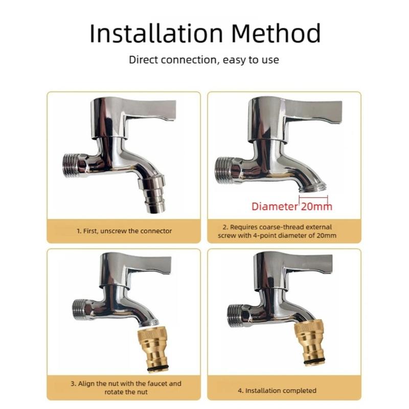 Aluminiumlegeringar Vattenkran Koppling 1/2 tum Gängad Koppling Läckagesäker Vattenrörsdelar För Trädgårdsslang Hållbar