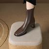 832-2 square head thick heel single boots rear zipper Martin boots 2025 autumn and winter new high heel versatile short boots bare boots