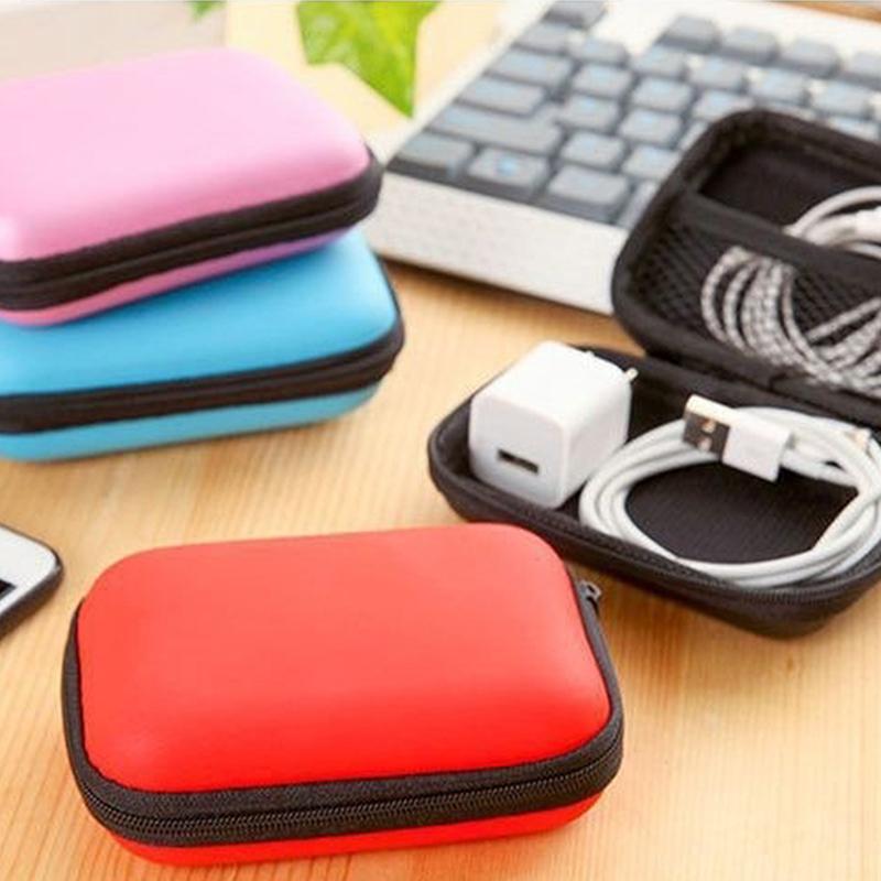Hard Eva Shockproof Earphone Storage Case Inner Mesh Pocket For Earbuds Cables Coins Travel Commute