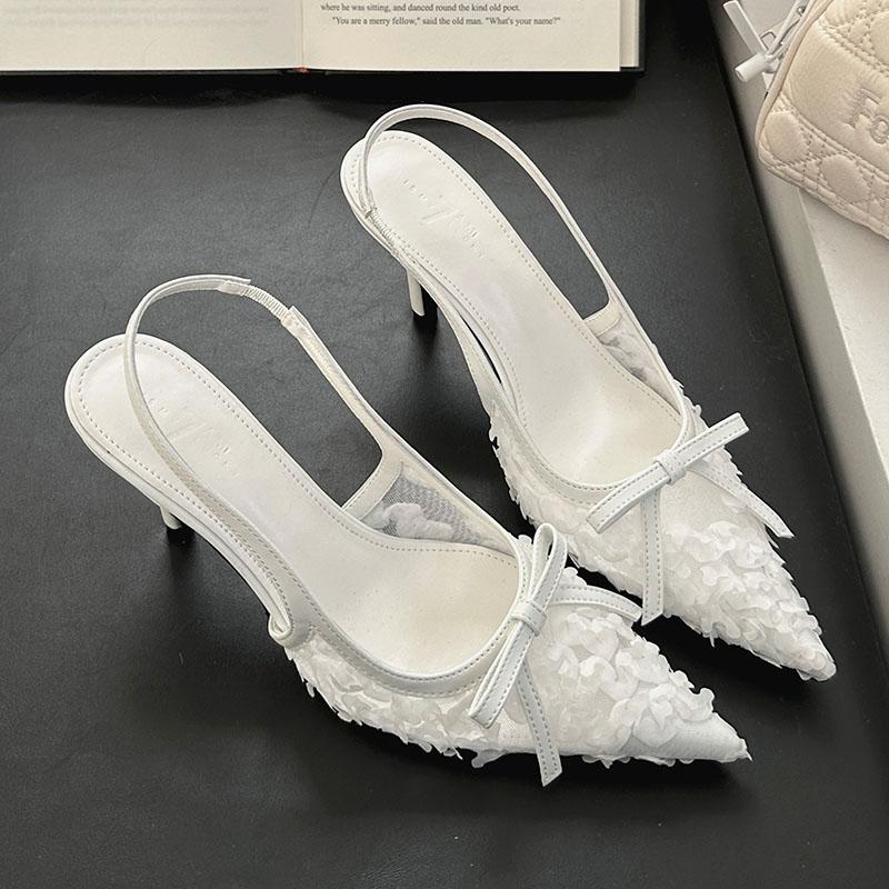 

Fashion Fashion Pointed Toe Ladies High Heels Pumps Shoes Luxury Female Footwear Butterfly-Knot Flower Women Stiletto Heels Shoes 35 бежевый
