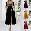 Elegantes Damen Maxikleid mit Rundhalsausschnitt Moderner Schicker Stil Langes Formelles Abendkleid