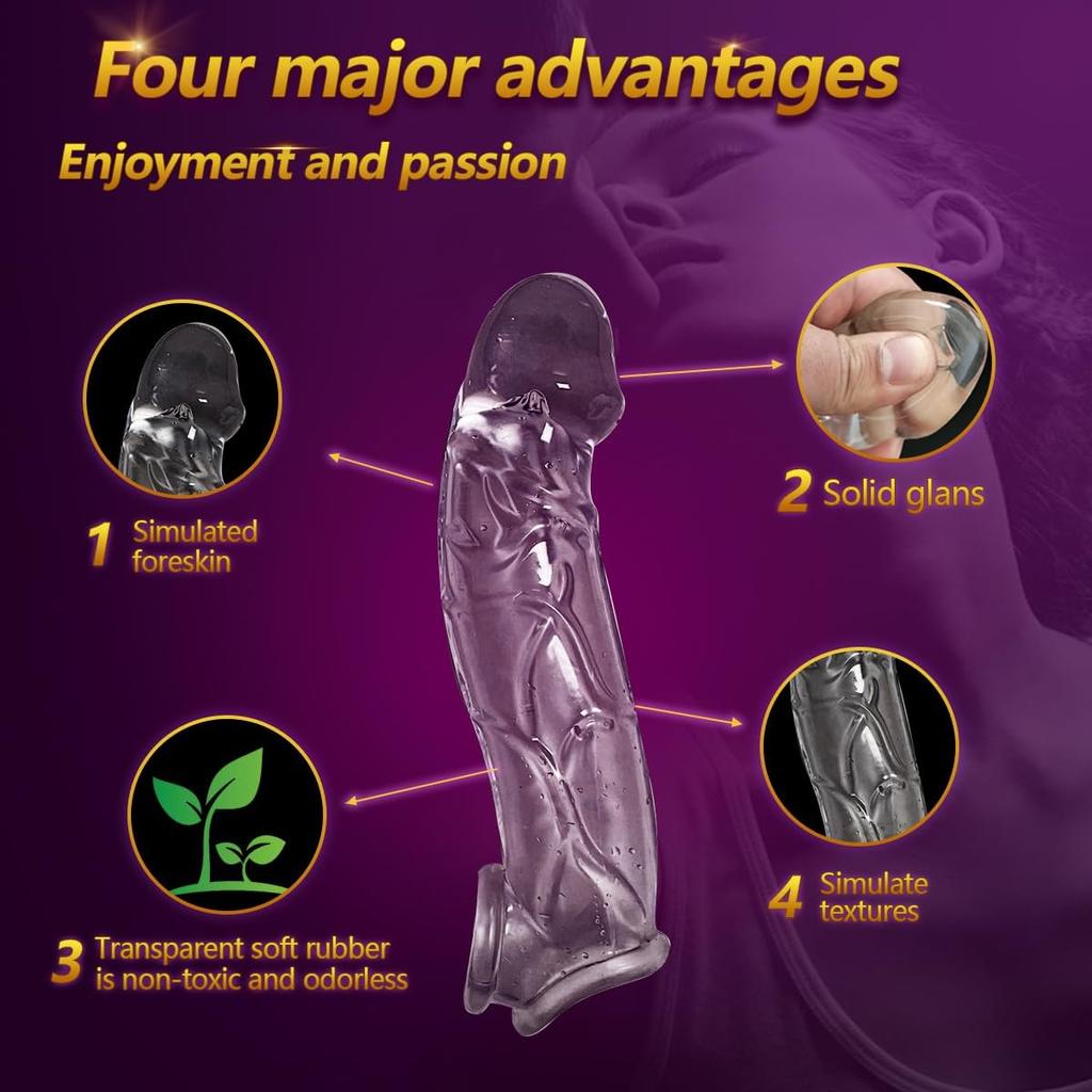 Pennis Extende Penis Sleeve Cock Sleeve Préservatif réutilisable, Sex Toys - Pompes et; Agrandisseurs Agrandisseur d'extension de pénis réaliste super épais pour hommes