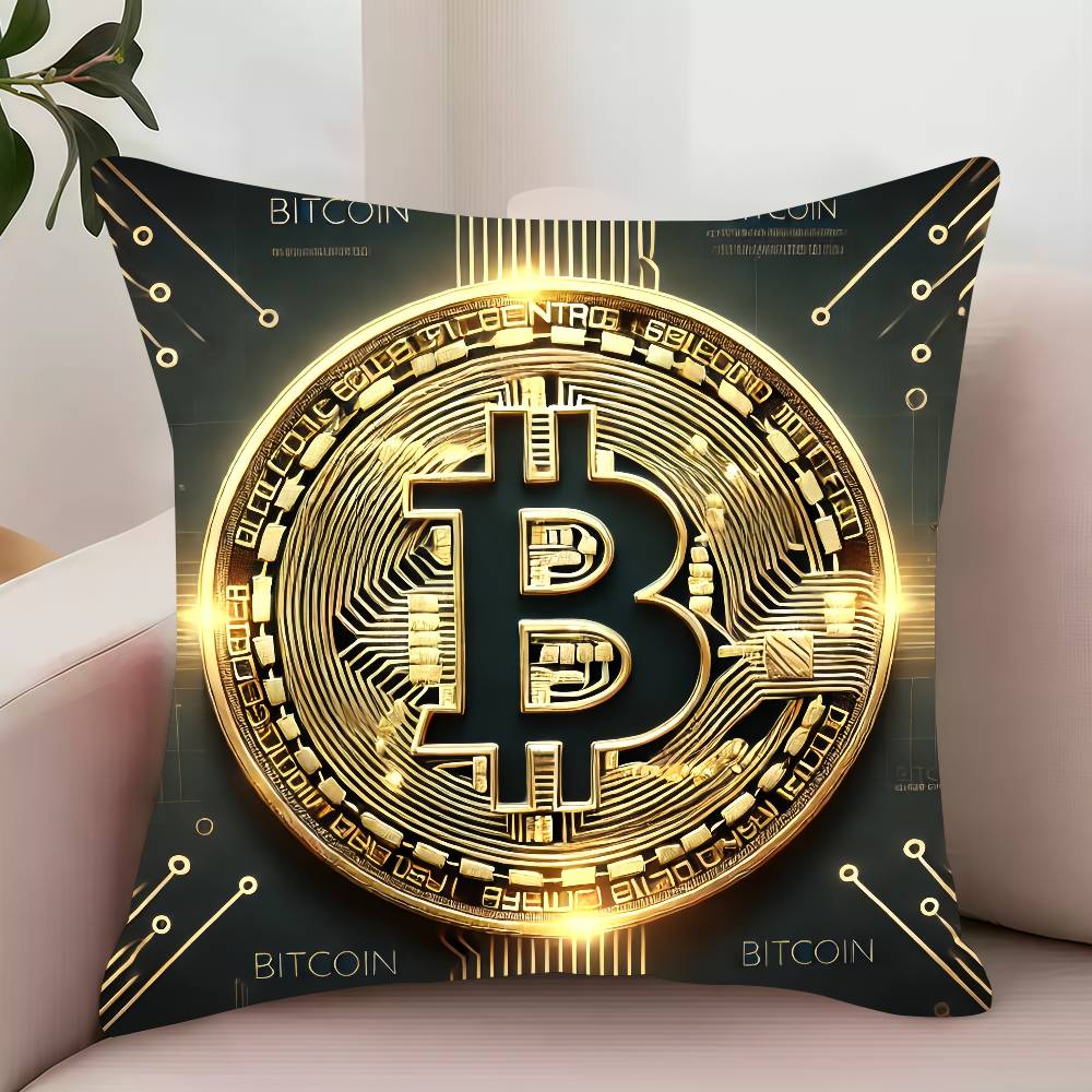 B-Bitcoin Fashion Luxury Pillow Case Decor Protective Covers Comfortable Soft for Sofa Living Room Home Office