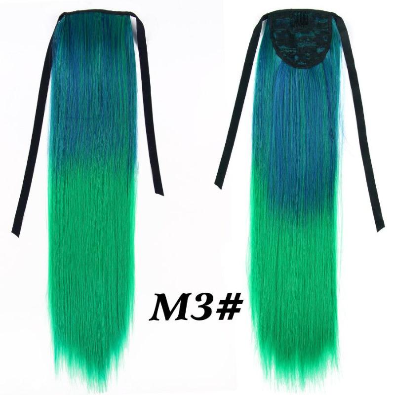 Synthetische Pferdeschwanz-Haarverlängerung, gerader Clip im Haarschwanz, falsche Haarteile für Frauen, schwarze Ombre-Rot-Frisur