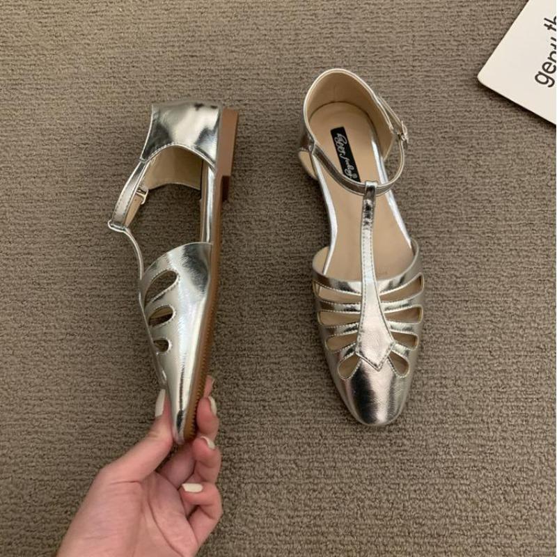 Low Sandals Woman Leather Low-heeled PU Hoof Heels Rome Rubber Fabric Slides Low Sandals Woman Leather Low-heeled Fabric Rome PU