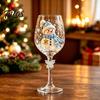 Dekoratives Glasgeschirr für Feiern Weihnachts-Weinglas, Weihnachtsmann Schneemann Rentier Strumpf Baum Kranz Muster Premium-Becher Feiertags-Glasware