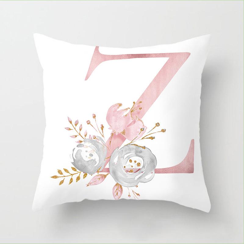 Letter Pink Floral Decoration Pillowcase Car Cushion Cover Pillowcase Sofa Cushion Decoration Living Room Home Decor Pillowcase