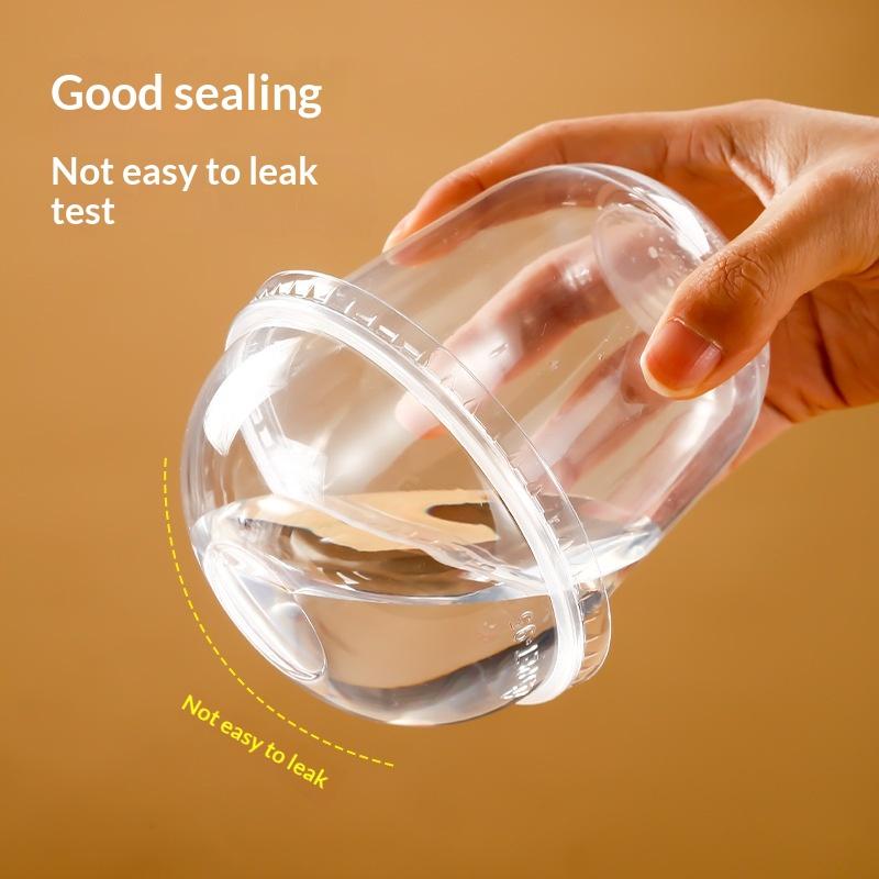 50Pcs Disposable Clear Plastic Cup With Hole Dome Lids Juice Salad Dessert Cups Ice Cream Birthday Wedding Camping Utensils