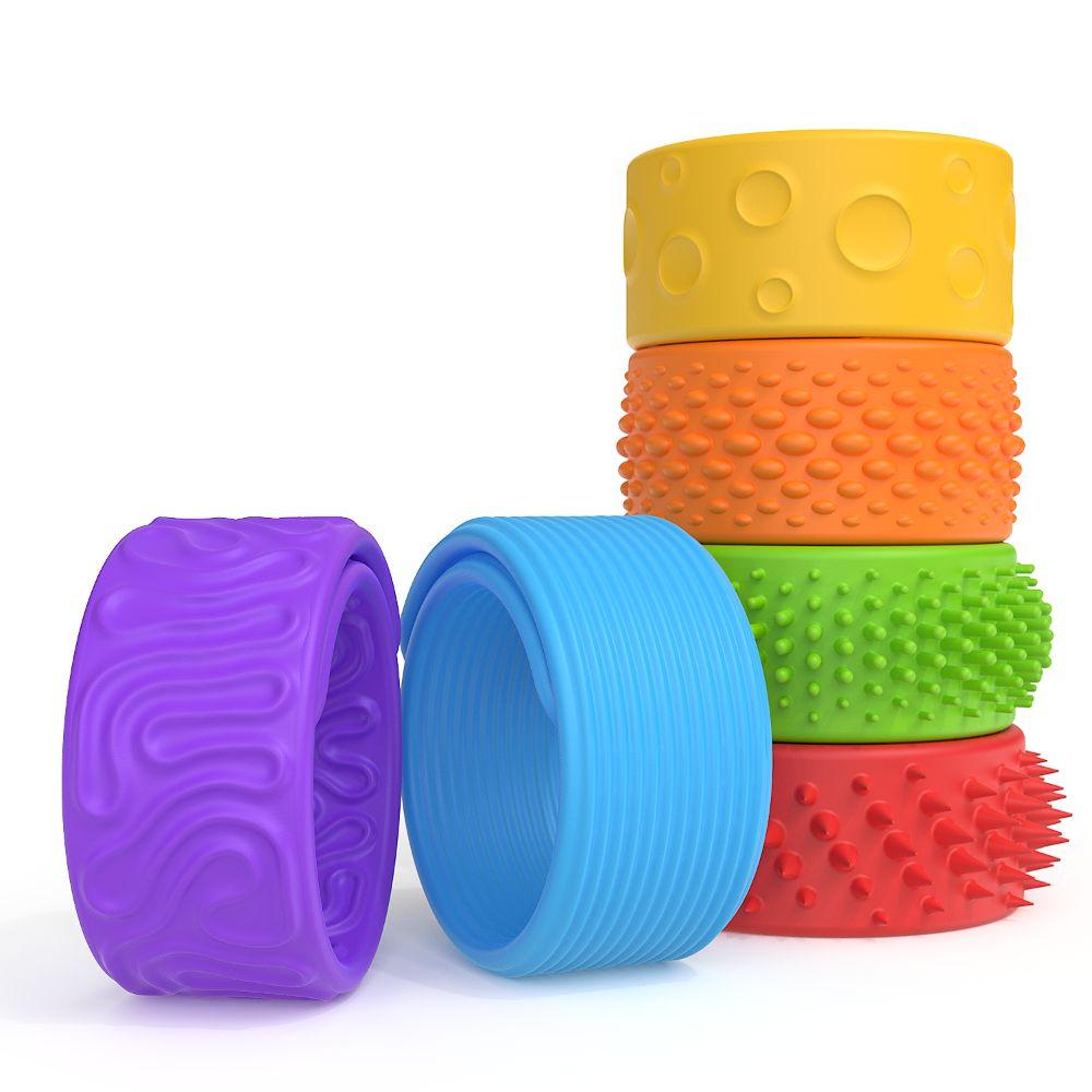 6Pcs Children Gits Sensory Bracelet Textured Silicone Slap Bracelets Sensory Toys Office Desk