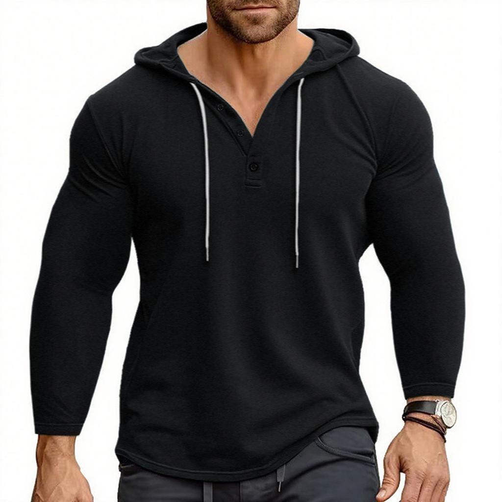 Men's Solid Color Stand Collar Button Sweatshirt Hoodie Men's Sports Large Size Casual Sweatshirt