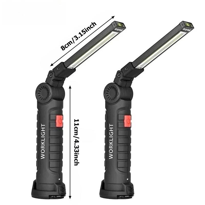Multifunctional Folding Work Light Portable Camping Type-C Rechargeable Flashlight Built-in Battery Magnetic Lamp for Outdoor Repair Emergency Use