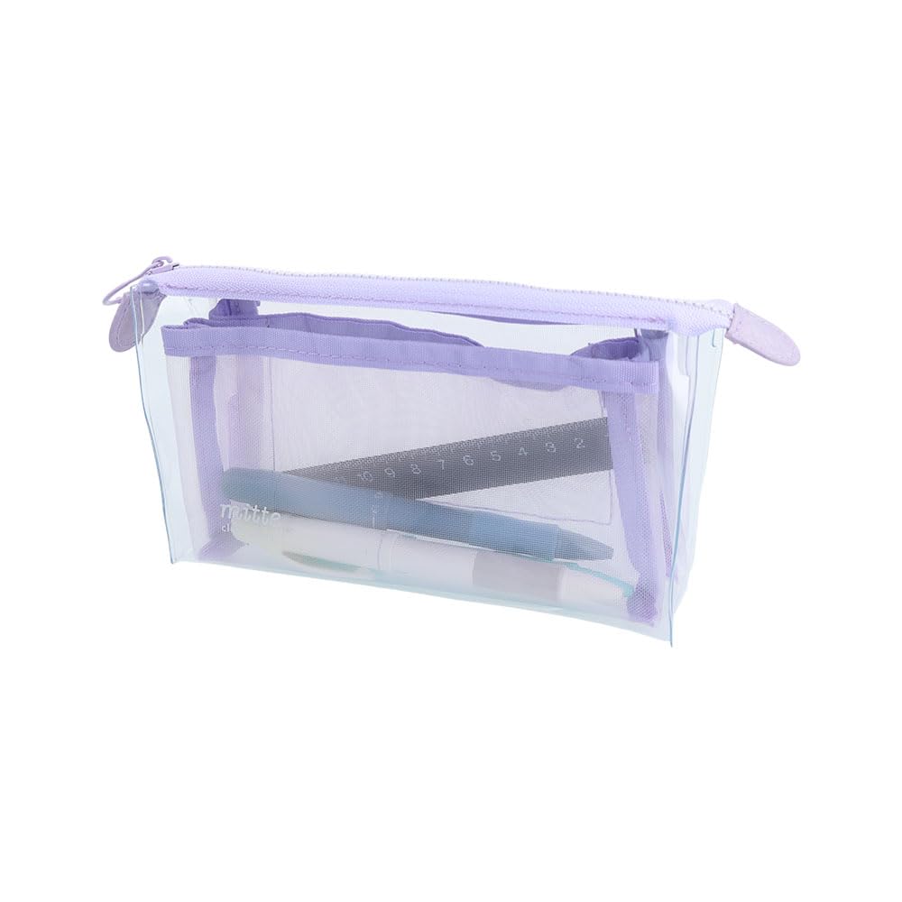 Stationery Clear Mesh Gusset Mitte Grape S2337037 Sun-Star Pouch, Soda,