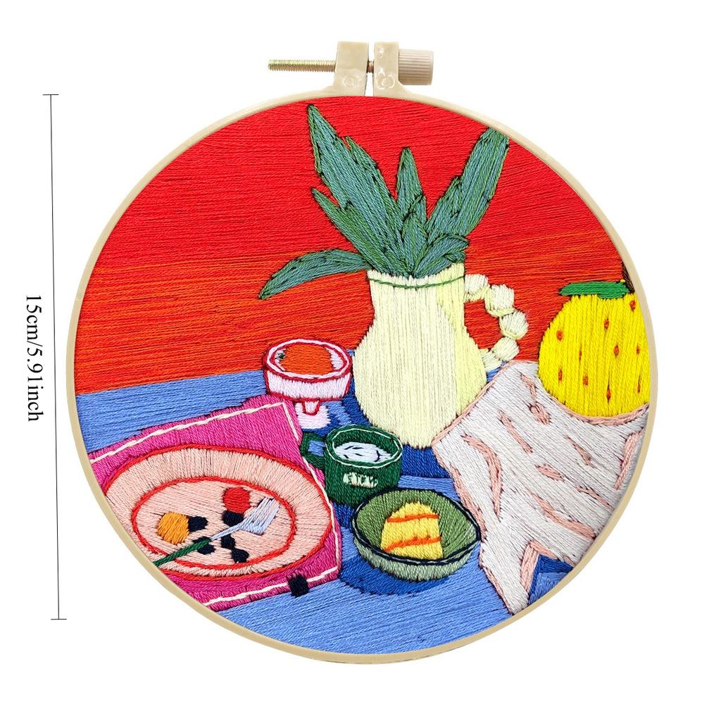 1 PC Potted Plant and Food Pattern DIY Embroidery Beginner Kit
