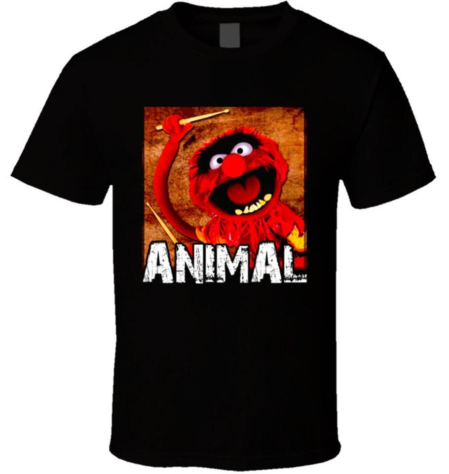 The Muppets Animal The Drummer Men T-shirt Black Cotton Tee Sizes S-5XL Unisex T-Shirt XXXL