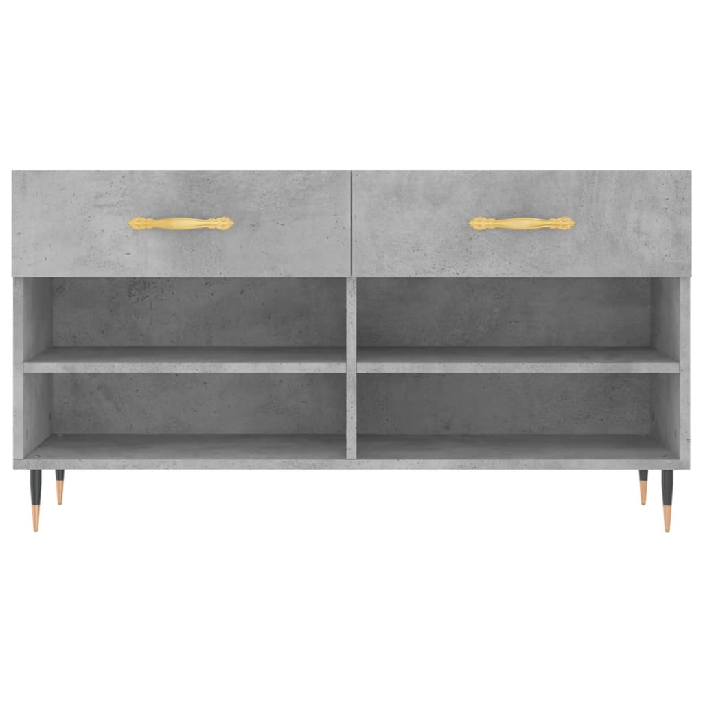 Shoe Bench Concrete Grey 102x35x55 cm Wood Based Panel
