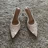 Sandali Donna con Tacco Alto Sottile Ricamati a Rete Estate Sexy Slingback Punta Acuta Scarpe Eleganti Donna Sandalias De Mujer