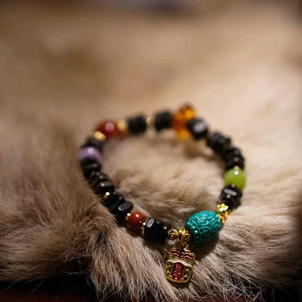 Exquisite Agarwood Carving Multi-Treasure Bracelet