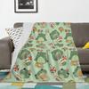 Cartoon Frog Mushroom Blanket Lovey Green Animal Flannel Throw Blankets for All Season Botanical Plush Soft Bed Sofa Blanket