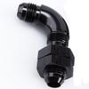 90 Degree -6 AN One Piece Full Flow Male Flare Bulkhead Fuel Fitting with AN6 Bulkhead Nut Aluminum Black