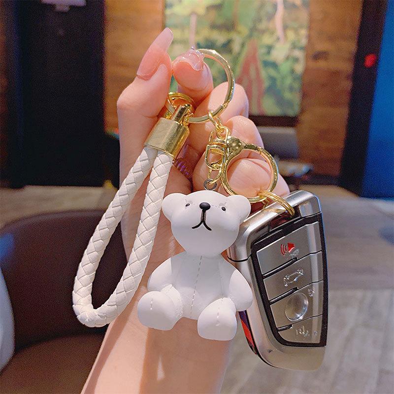 Creative Resin Muppet Bear Keychain Pendant Female Cute Couple Bear Car Key Chain Bag Pendant