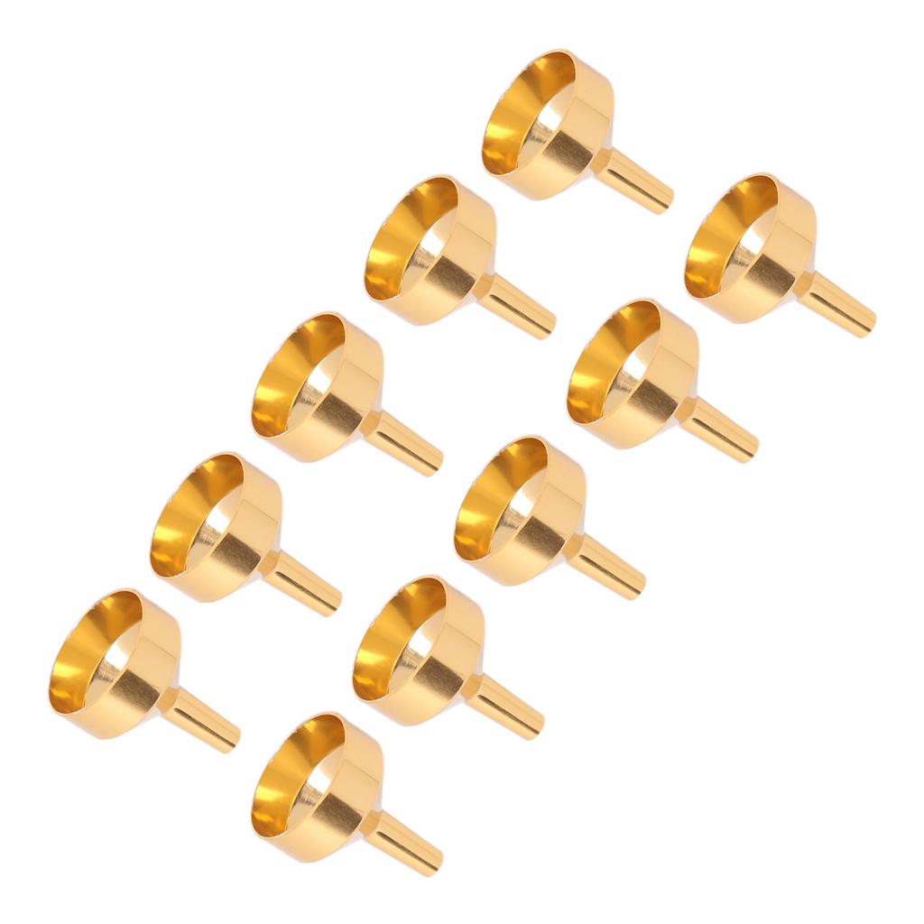 10pcs Metal Small Funnel Mini Aluminum Alloy Funnel for Filling Bottles and Transferring Cosmetics PerfumeGold
