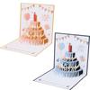 3D Birthday Cake Card, Colored Birthday Cake, Premium Paper Engraving, Foldable, Envelope Packaging, Suitable Gift for Family, Friends, Classmates,