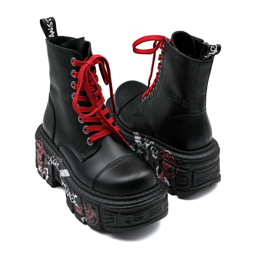 Nové Punk Dámské Kotníkové boty na platformě Dámský rock s kulatou špičkou Šněrovací móda Retro robustní boty Kovový dekor Krátké kozačky