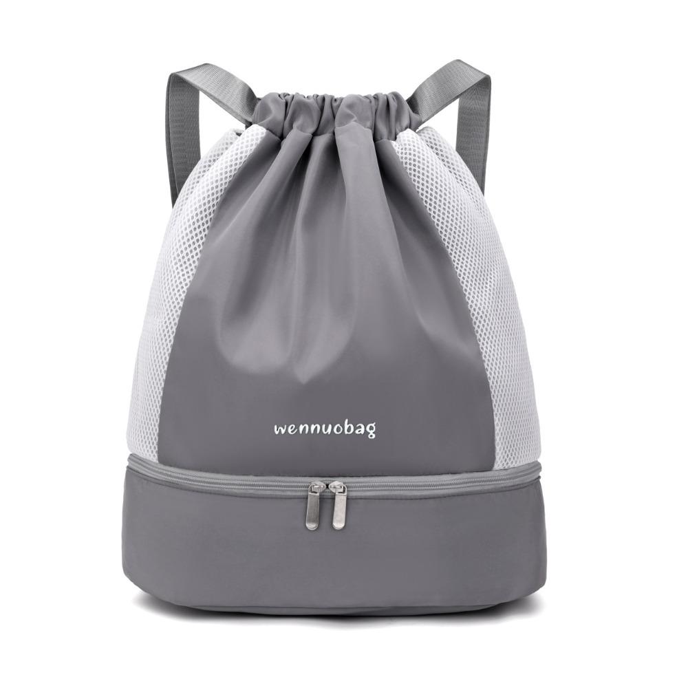 Fashion Oxford Drawstring Backpack Casual Lightweight Sports Gym Bag Large Capacity Dry and Wet Separation Fitness Bag Women