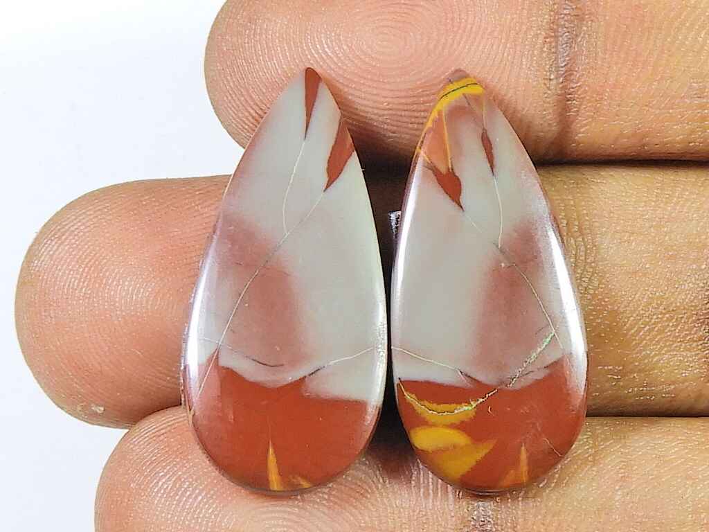 23Cts. Natural Noreena Jasper (13mm X 28mm Each) Pear Cabochon Match Pair SK-2725