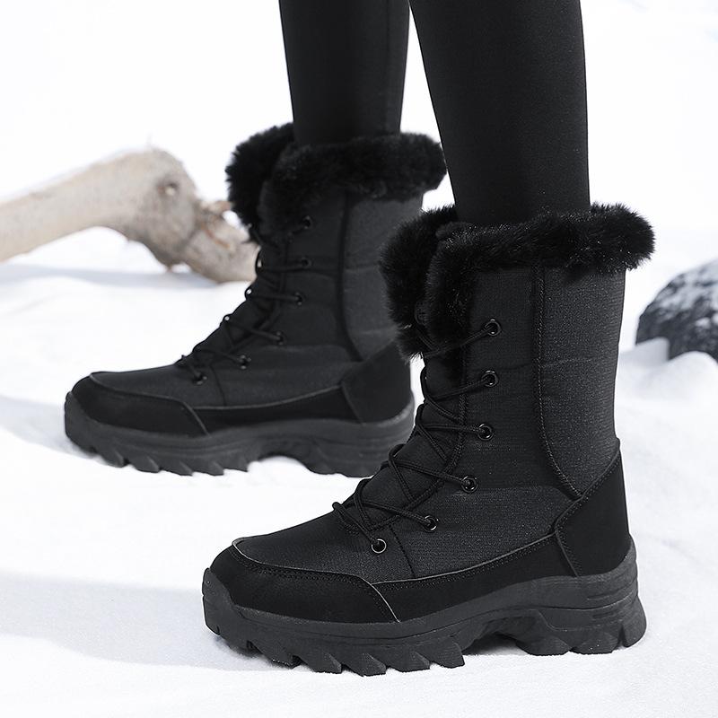 Snow boots women's shoes winter velvet thickened cold-proof warm leg guards high-top versatile large cotton shoes non-slip boots