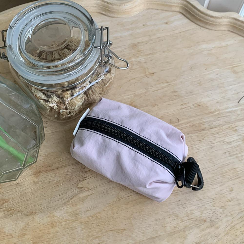 

Однотонный нейлоновый кошелек для монет, портативная косметичка, квадратная, на молнии, сумка для мелочей, для путешествий розовый