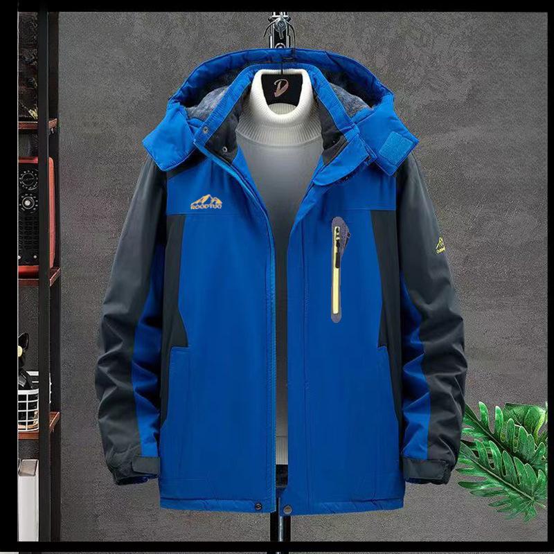 

Модное мужское плюшевое водонепроницаемое пальто большого размера 5XL с капюшоном, мужское повседневное свободное комфортное флисовое теплое высококачественное уличное пальто L синий