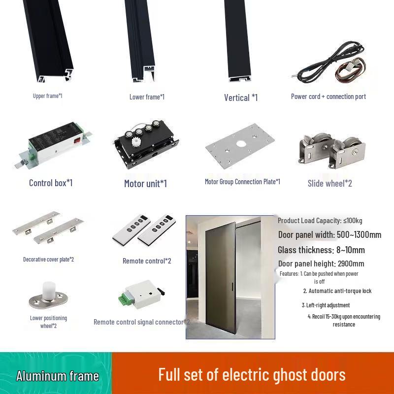 Invisible Track Two-Way Buffer Wheel Sliding Door Hardware for Glass/Wood Doors
