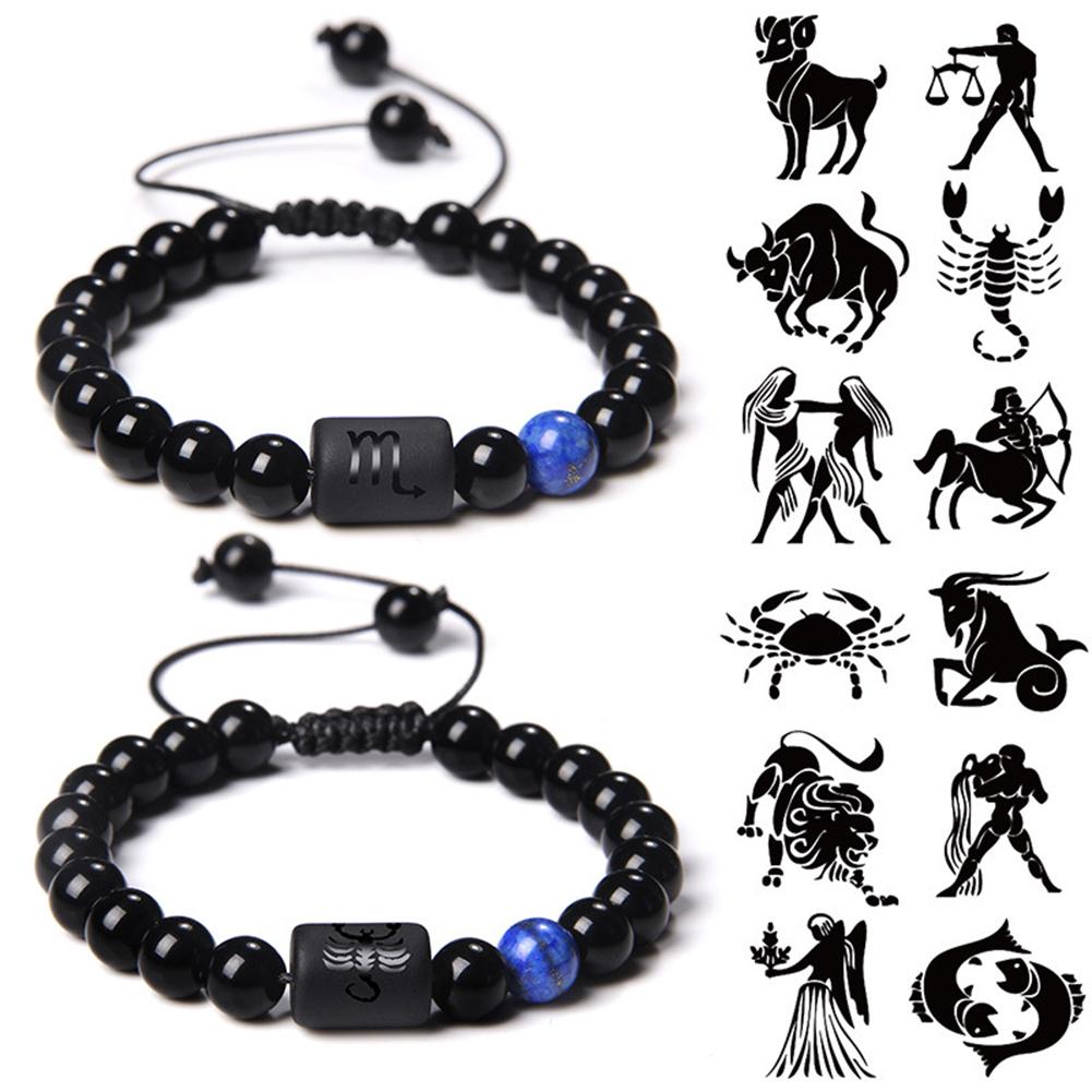 12 Constellations Woven Bracelet Creative Fashion Bracelet Adjustable Beaded Bracelet Jewelry Gift for Men Women