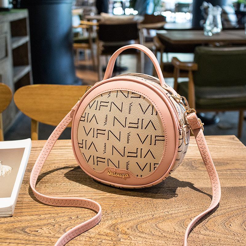 Retro Fashion Printed Shoulder Crossbody Small Round Bag Versatile Light Luxury Women's Bag