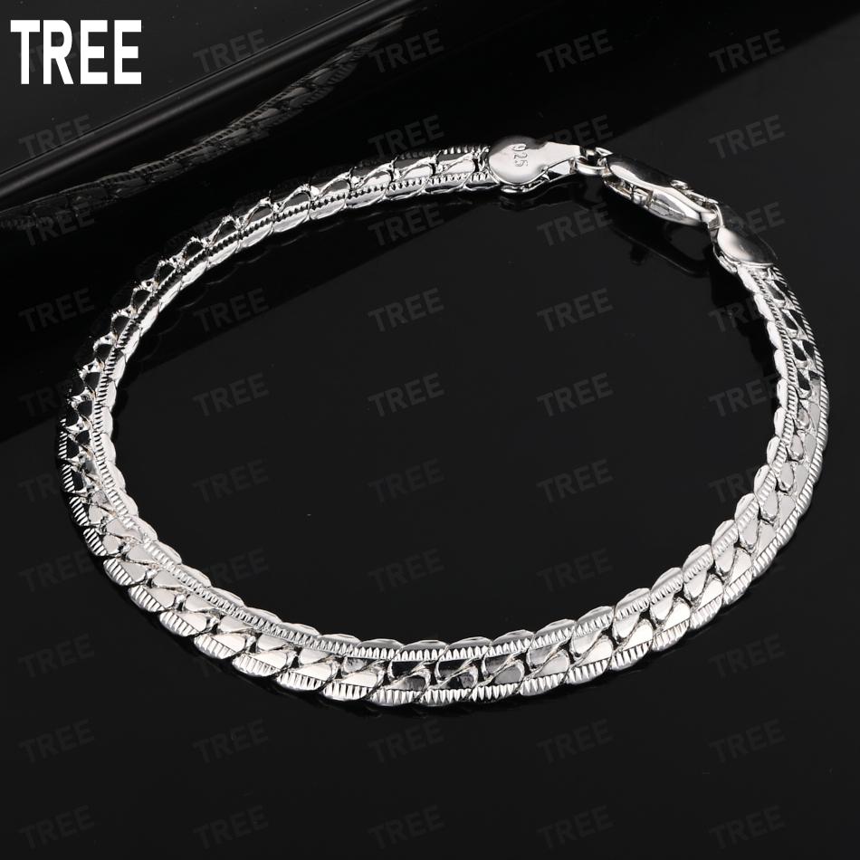 925 Sterling Silver 6mm Fish Scale Pattern Side Chain Bracelet - Powerful Gift Jewelry