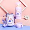 Cartoon Children's Straw Water Cup Strap Bouncing Cup Children's Vacuum Double-lid Double-layer Stainless Steel Vacuum Flask